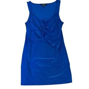 Express Y2K Small Blue cowl neck mini dress tank stretch party sleeveless